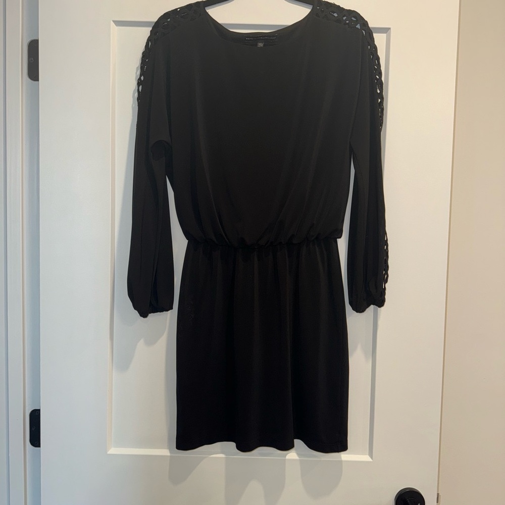 Elegant Black Dress with Lace Sleeves